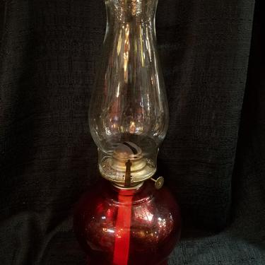 Vintage Glass Oil Lamp H14.75 x D5.75