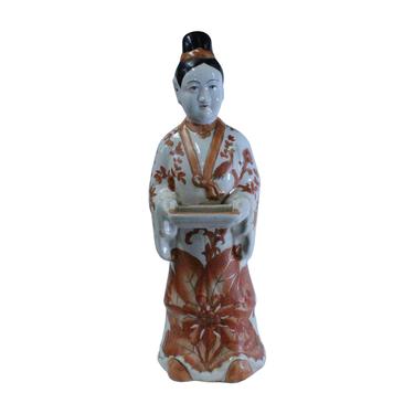 Oriental Vintage Ceramic Standing Lady Holding Dish Figure cs5221E 