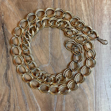 80s Vintage Thick Gold Chain Belt Double Link Chain Necklace Chunky Choker 1980s Jewelry Accessories 