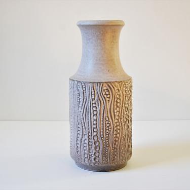Vintage West German Art Pottery Vase in Gray with Surface Pattern by Carstens Tönnieshof, 7650-30 