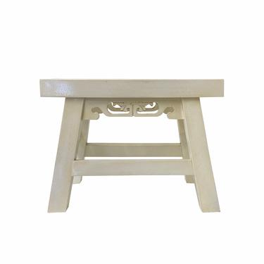 Off White Lacquer Ru Yi Carving Plain Short Stool Table ws1564E 