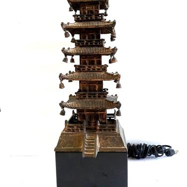 Metal Pagoda Lamp Hollywood Regency 