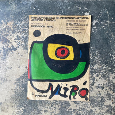 Rare Mid-Century Joan Miro Poster University of Madrid Vintage 1970s Abstract Paintings Modern Art Gallery Show 