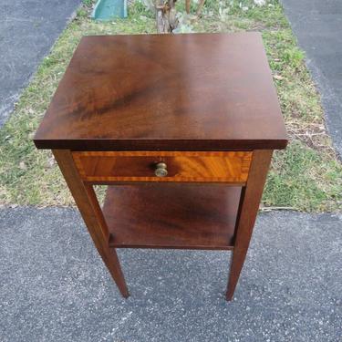 Mahogany Tall Inlay Nightstand Side End Table by Watkins Brothers 1988