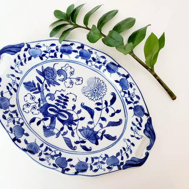 Vintage Formalities Blue & White Floral Chinoiserie Platter 