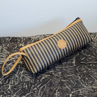Vintage Striped Fendi Makeup Bag or Pencil Case 