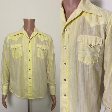Vintage 1960s Western Shirt 60s Pearl Snap Yellow 