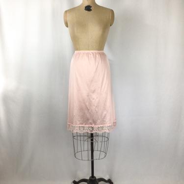 Vintage 70s slip | Vintage pink nylon lace half slip | 1970s Olga nylon skirt slip 