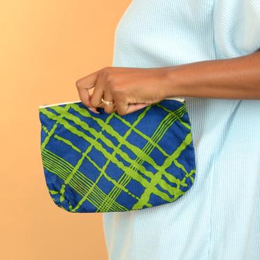 Vintage Blue Green Abstract Pouch Clutch Wallet Purse 