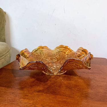 Vintage Imperial Glass Grape Marigold Ruffled Bowl 