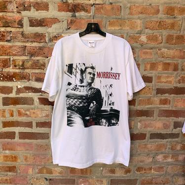 Vintage 90s MORRISSEY T-shirt Size XL Parking Lot Bootled in concert band the Smiths Brit Pop Oasis 