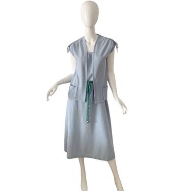 70s Louis Feraud Dress Set / Vintage Knit Pastel Dress Set / 1970s Beaded Crochet Dress Set 