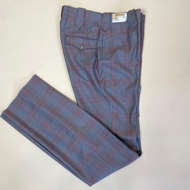 Vintage 1960s Western Slacks 60s Deadstock Plaid Pants Wool and Silk Plaid 