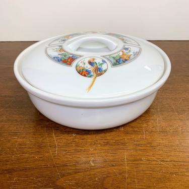 Vintage Royal Rochester Fraunfelter China Golden Pheasant Covered Casserole Dish 