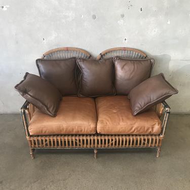Vintage Bamboo / Leather Loveseat