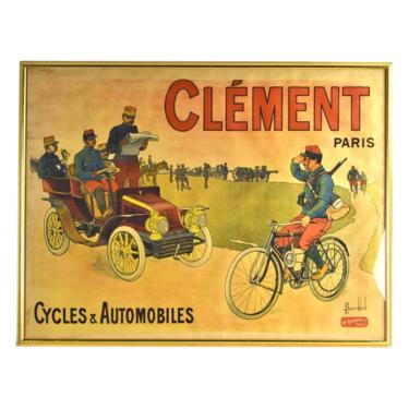 1900 L.C. Bombled Original Lithographic Poster Clement Military Bicycles Automobiles 