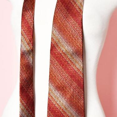 1970's Christian Dior Vintage Men's Wide Tie Disco era Red Gold, Vintage Designer Suit Necktie 