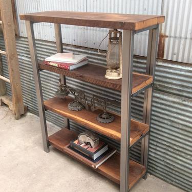 Open Shelving Bookcase / Reclaimed Wood + Steel Frame 