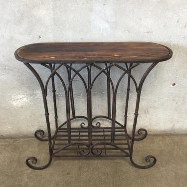Iron &amp; Wood Narrow Side Table