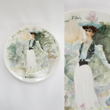 1976 D'Arceau Limoges Porcelain Plate ~ Handpainted Plate for Home Wall Decor ~ Paris High Fashion Model ~ Edwardian 1900 Belle Epoque Style 