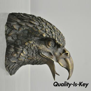 Vintage Small Cast Bronze Wall Hanging Bronze Bird Eagle Head Sculpture Figure