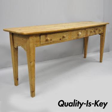 Country Primitive 72" Long Distressed Pine Wood Sideboard Buffet Console Table