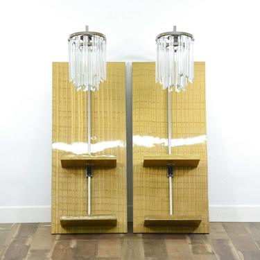 Pair Large Art Deco Wall Mount Sconce Lamp Nightstands 