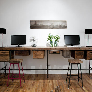 Custom Reclaimed Office Furniture, Urban Wood L Desk and Work Stations-choice of style, size, wood thickness/finish. Custom orders 5-7 weeks 