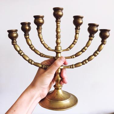 Vintage Brass Candelabra with 7 Candle Holders 