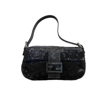 Fendi Black Beaded Baguette Shoulder Bag