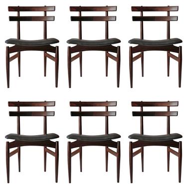 10 Poul Hundevad Sculpted Brazilian Rosewood Danish Dining Chairs