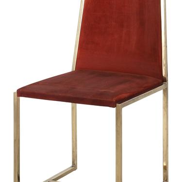 Vintage Red Suede Brass Frame Chair