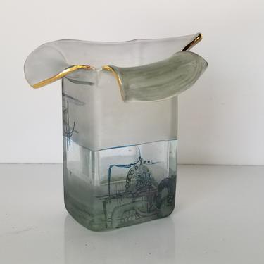 1970's Vintage Art Murano Sculptural Glass Vase. 