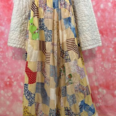 Vtg 1940s cotton patchwork quilt skirt 