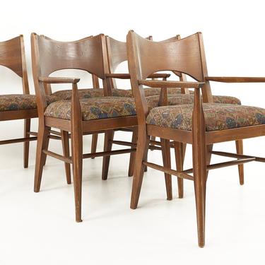 Broyhill Saga Mid Century Walnut Dining Chairs - Set of 6 - mcm 