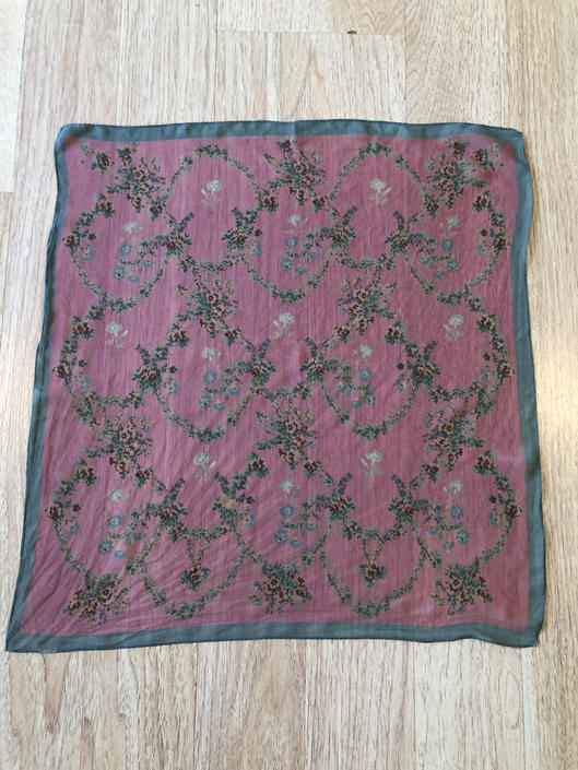 Laura Ashley Vintage Neckerchief Pink Long Silk Scarf with Paisley Print