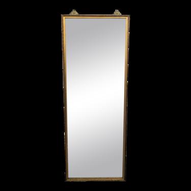 Vintage Full-Length Gold Framed Mirror With Chinoiserie Hanging Hardware