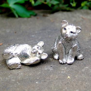 French Christofle Pierced Silver Pair of Bears ~ LUMIÈRE D'Argent Collection ~ Two French Christofle Silverplate Sculptural Bear Figurines 
