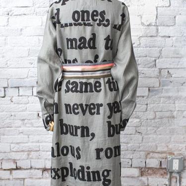 Grey Black Words Embroidered Poetry Shirt Dress