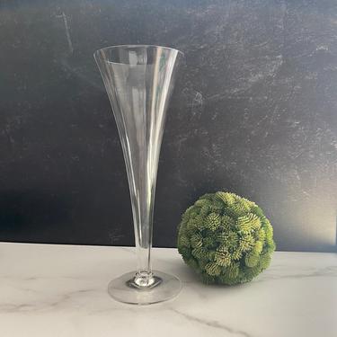 Vintage Tiffany and Co Trumpet Champagne Flute - single hollow stem champagne glass, crystal vase 
