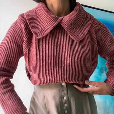 vintage 90s ANNE KLEIN ribbed velour essential boxy sweater 