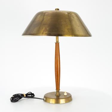 Falkenbergs Belysning Mid Century Brass and Walnut Table Lamp - mcm 