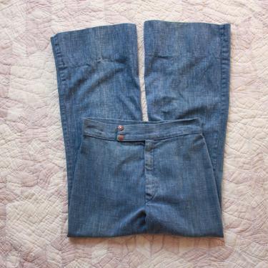 70s Flared Jeans Mid Rise Bell Bottoms 