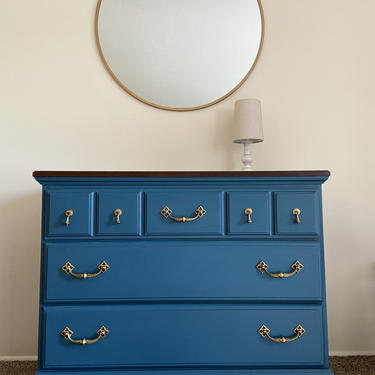 Beautiful refinished teal dresser / chest of drawers / entryway storage / buffet 
