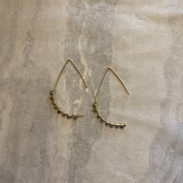 Labradorite Teardrop Gold Threader Earrings