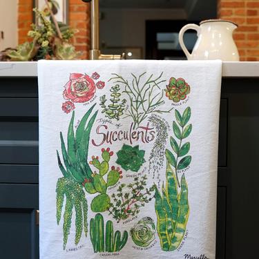 Succulents Watercolor Kitchen Towel