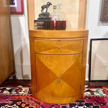 Tiger maple, oval server / bar service with hidden extension, drawer and large cabinet