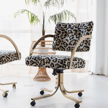Vintage Office Rolling Chair in Leopard Print