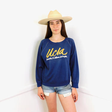 UCLA Bruins Sweatshirt // vintage 80s navy blue t-shirt boho hippie t shirt dress cotton tee t-shirt blouse top sweater // O/S 