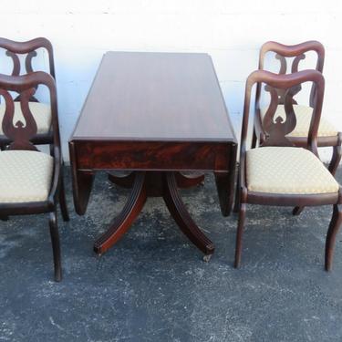 1800s Empire Set of Drop Leaf Dining Dinette Table Four Chairs 2671